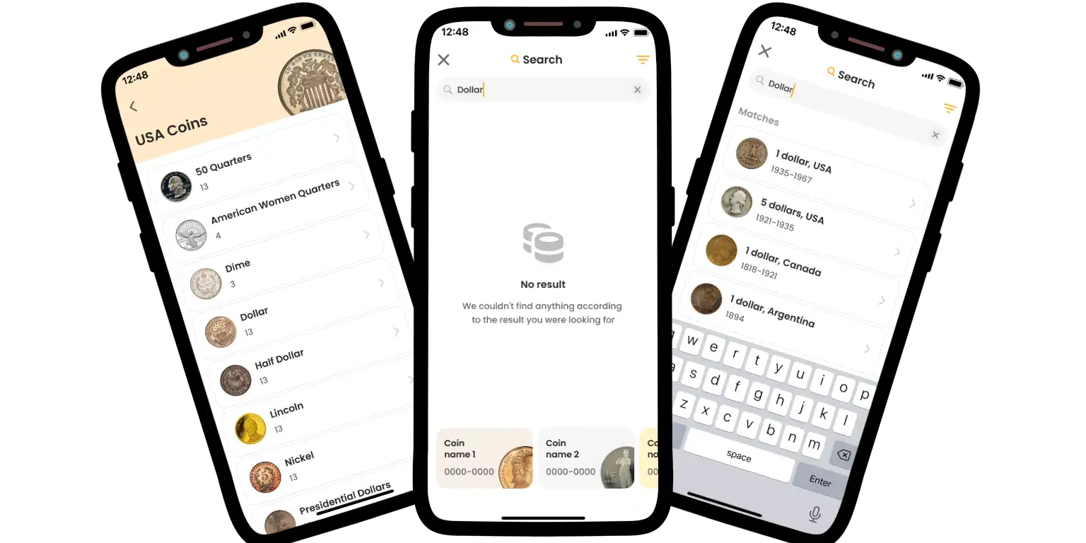 A screen from the Coin ID Scanner app, showing its features.